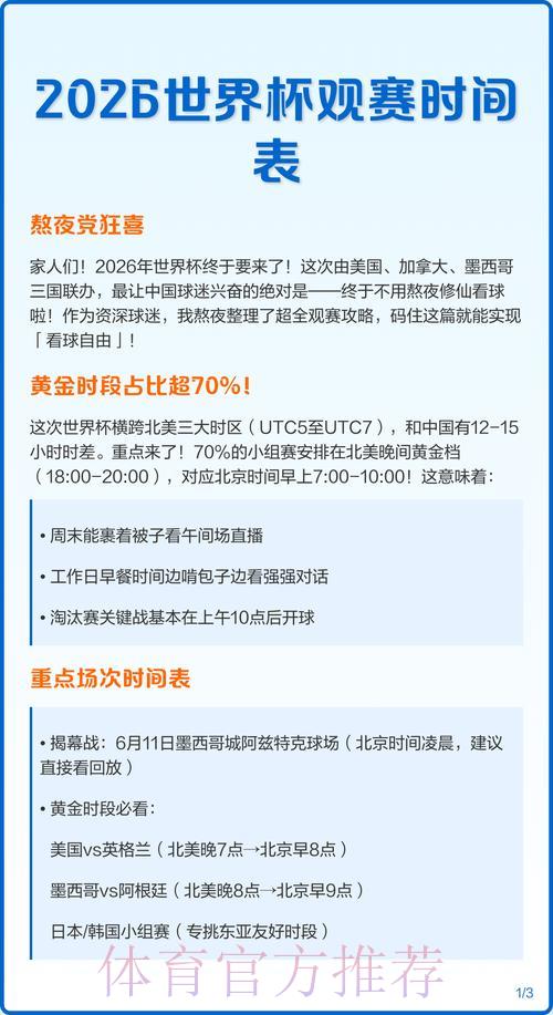 2026年世界杯高清赛事直播完整时间安排表 2026年世界杯高清赛事直播完整时间安排表