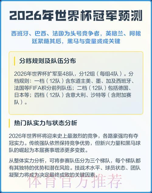 2026年世界杯权威预测参考指南